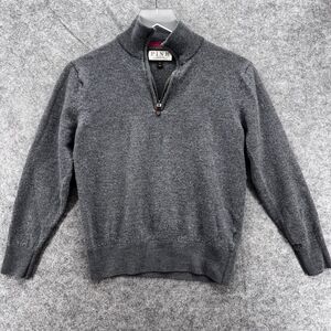 Thomas Pink Mens Quarter Zip Wool Jumper Sweater Size Small Gray Preppy Academia